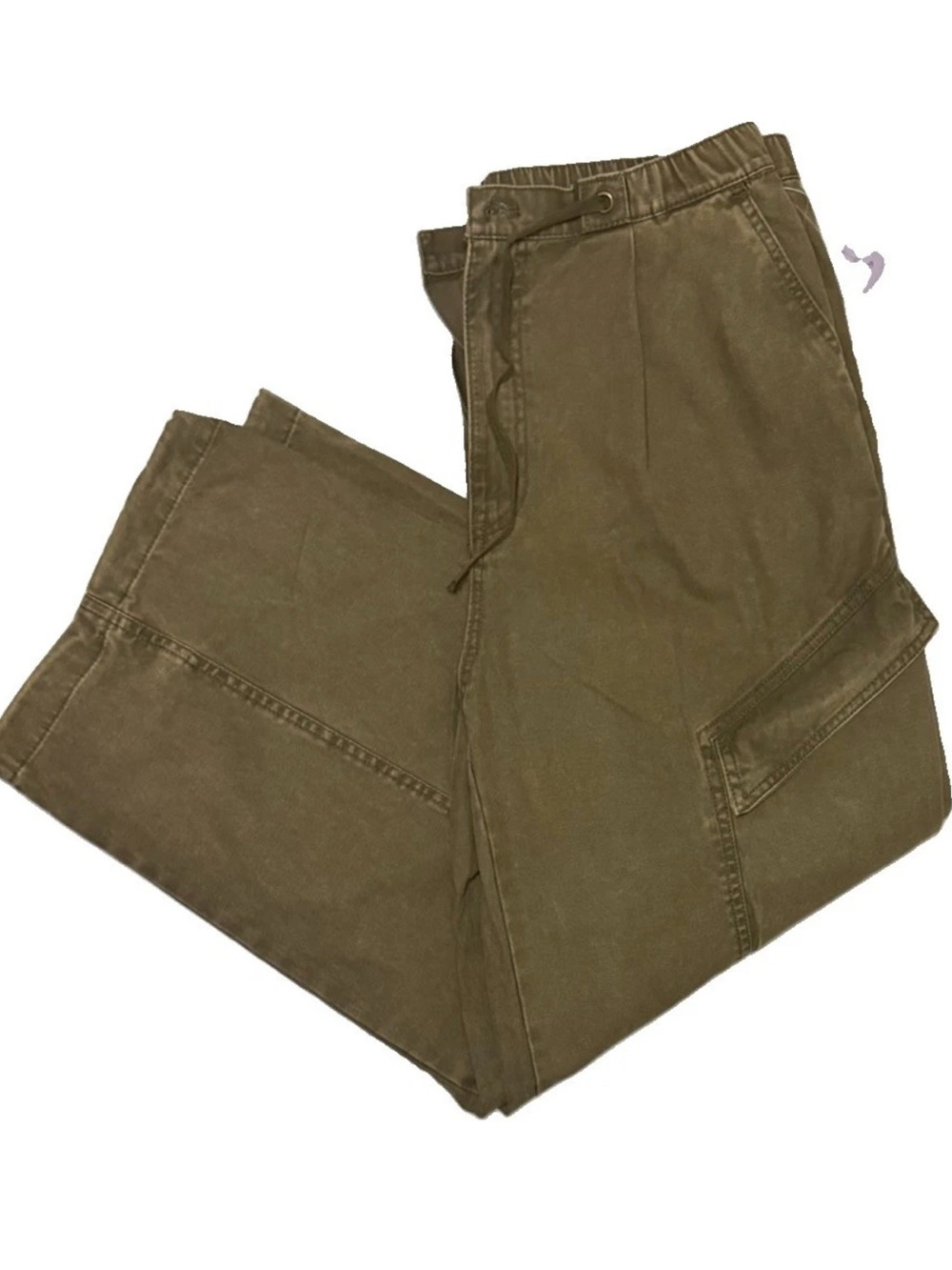 Y2K Skater Baggy Cargo Pants Green Wide Leg Drawstring Womens Streetwear Pants